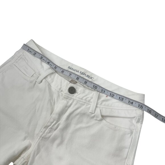 Banana Republic Women Ivory Stretch Denim Skinny Crop Jeans Petite Size 28P - Picture 5 of 12